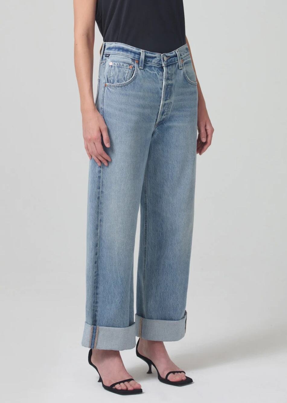 Citizens of Humanity Ayla Baggy Rolled Jeans, Skylights, NWT